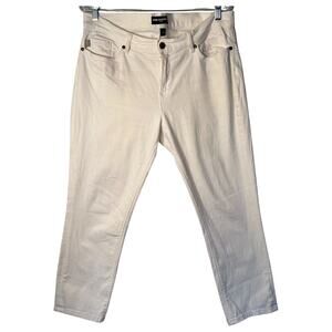 Karl Lagerfeld White Pants Womens Size 14 Mid Rise Straight Leg Cotton Pockets